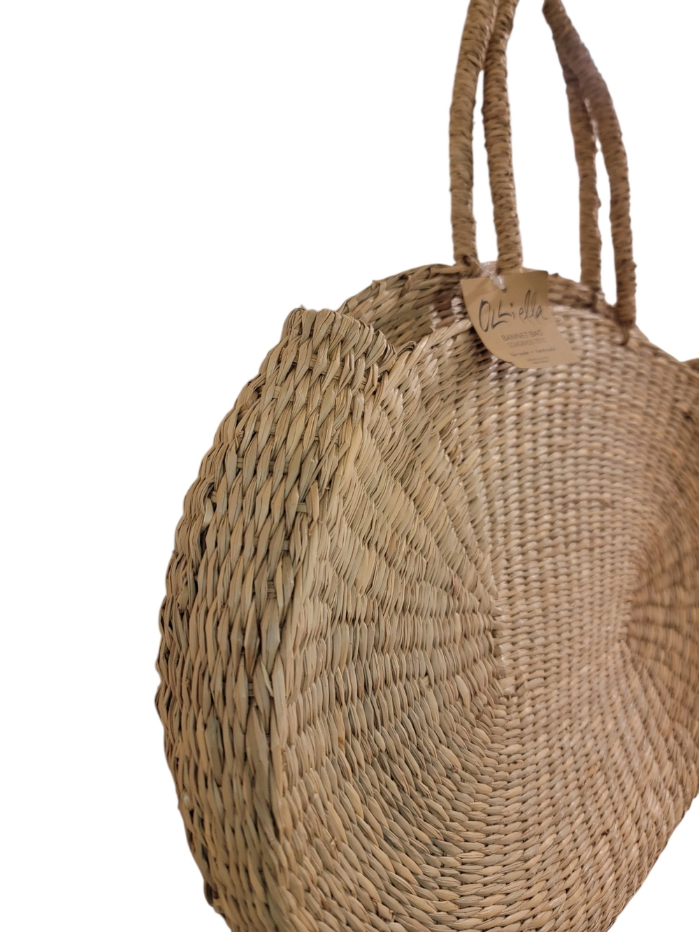Handmade Seagrass Beach Tote Bag Fair Trade Woven Straw Ollie Ella NWT Large - Picture 2 of 4